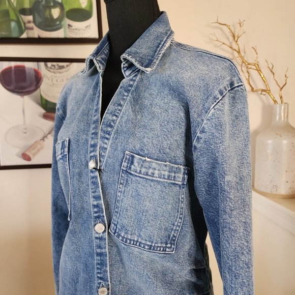 🔥Le Jean Eliza Denim Asymmetrical Hem Shirtdress - Picture 5 of 16